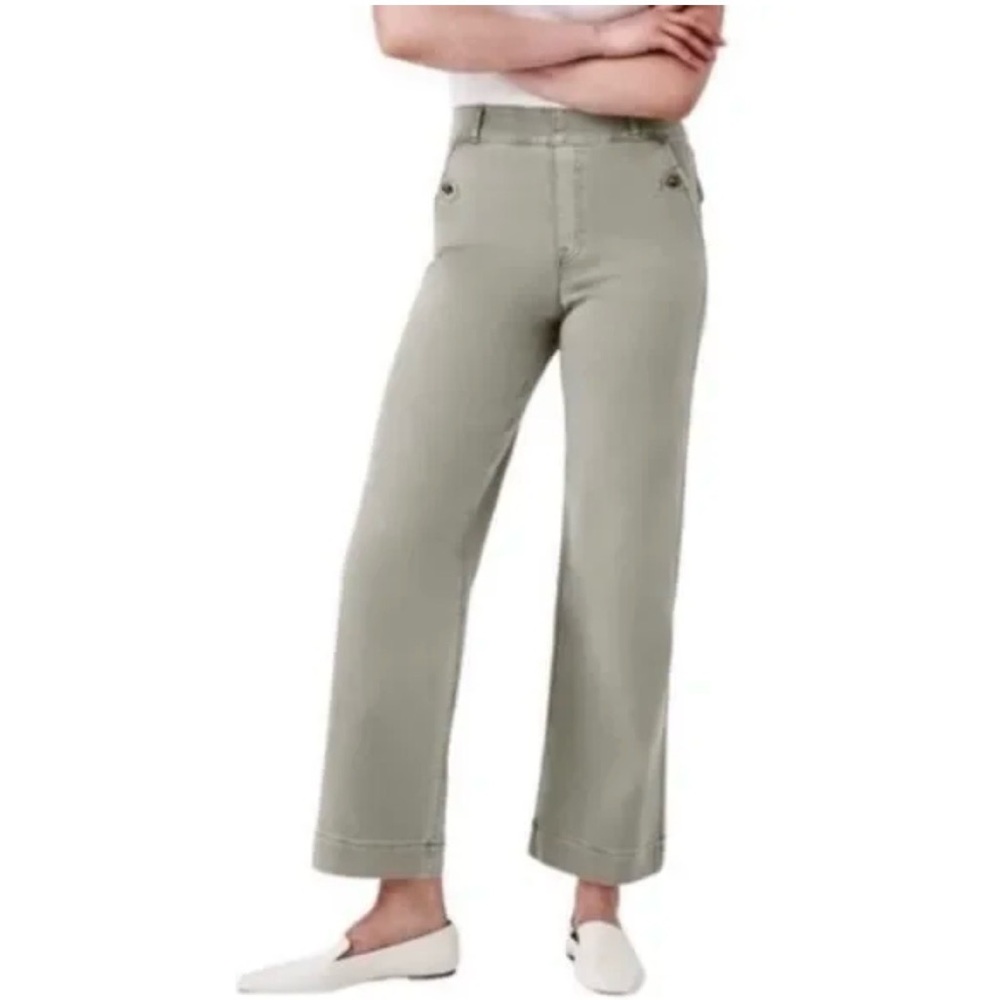 SPANX Olive Green High-Rise Wide Leg Pants